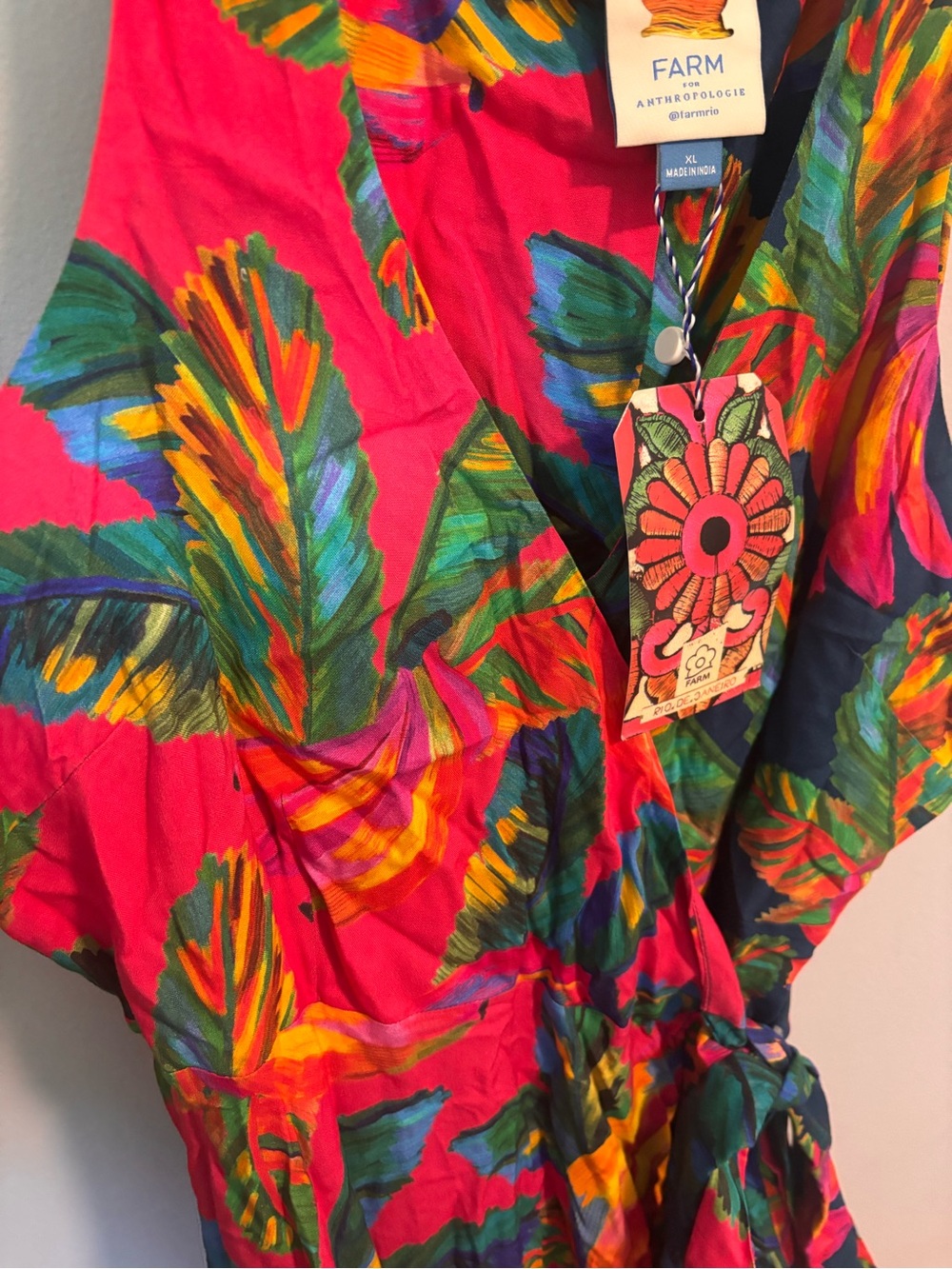 Farm Rio Cover Up Wrap Dress in Pink and Blue - Picture 9 of 10